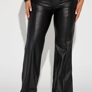 Fashion Nova Black Faux Leather Flare Pants